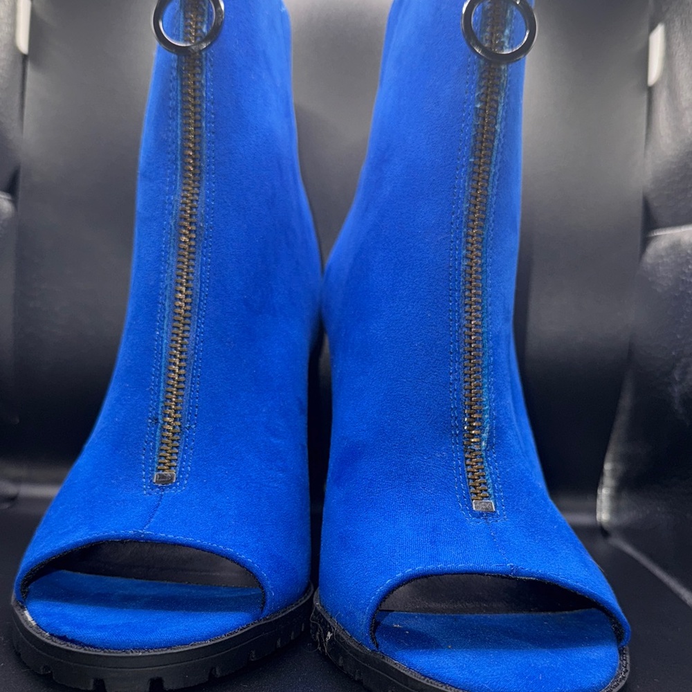 Bar III Royal Blue Suede Heeled Boots - Picture 3 of 4